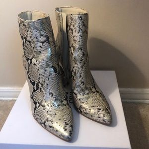 Aldo snakeskin block heel booties